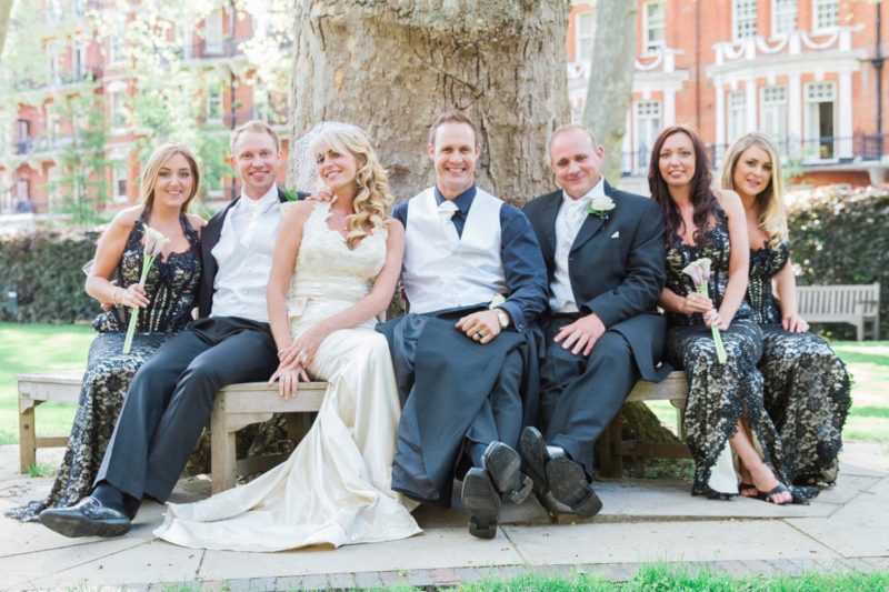 Bridal party in the garden