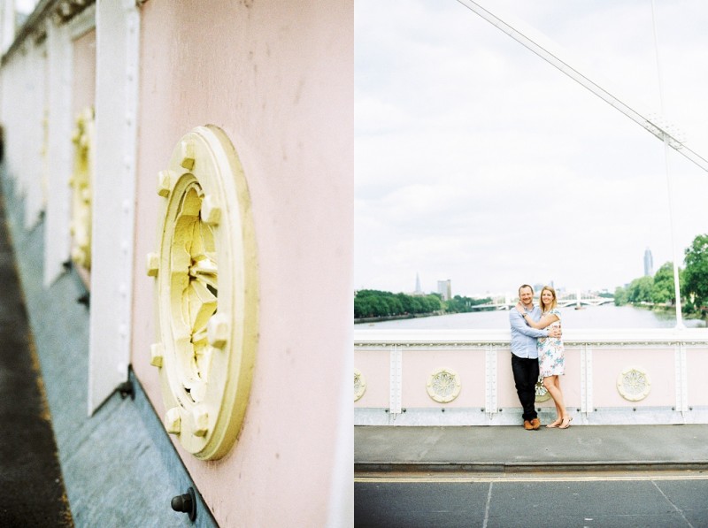 Maxeen Kim Photography, Battersea Park Engagement, Prince Albert Bridge, Pastel colours