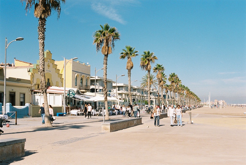 Valencia, Spain, Beach Front, Tourists, Palm Trees, Bohemia Gathering