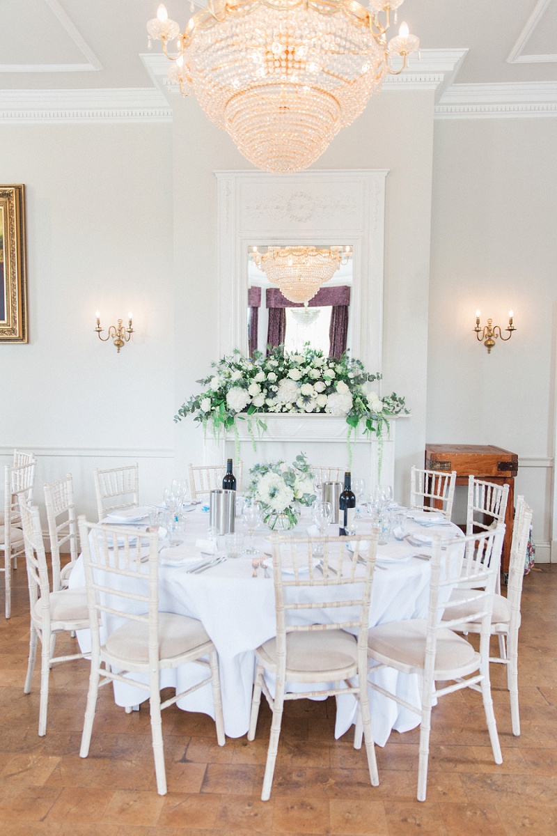 Main Table Decorated in White and Blue at Belair House
