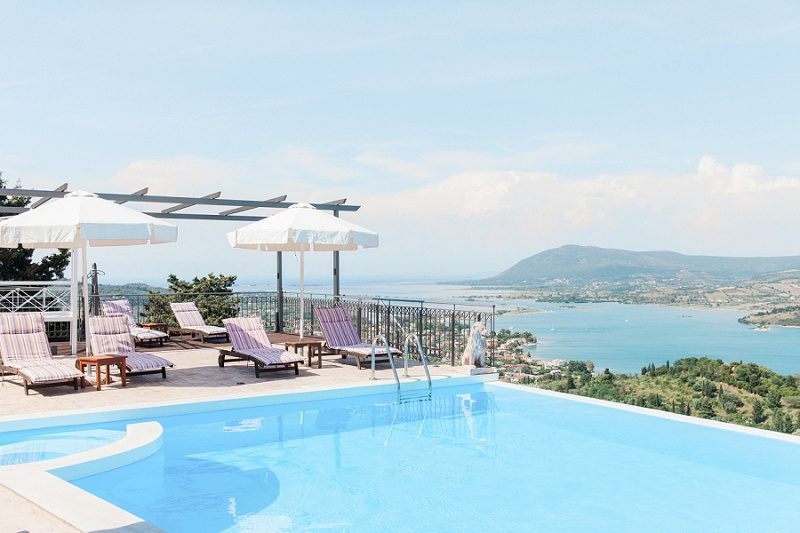 Sunloungers and Beautiful Views From The Villas At Thea Resort in Lefkada