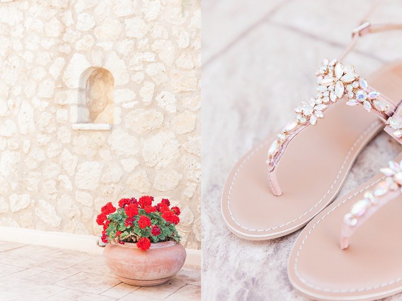 Brides Sparkly Shoes at Thea Resort on Lefkada