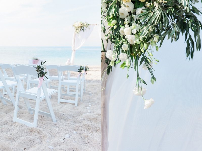 Pastel Beach Wedding Ceremony Chairs and Flowers in Agios Nikitas Lefkada