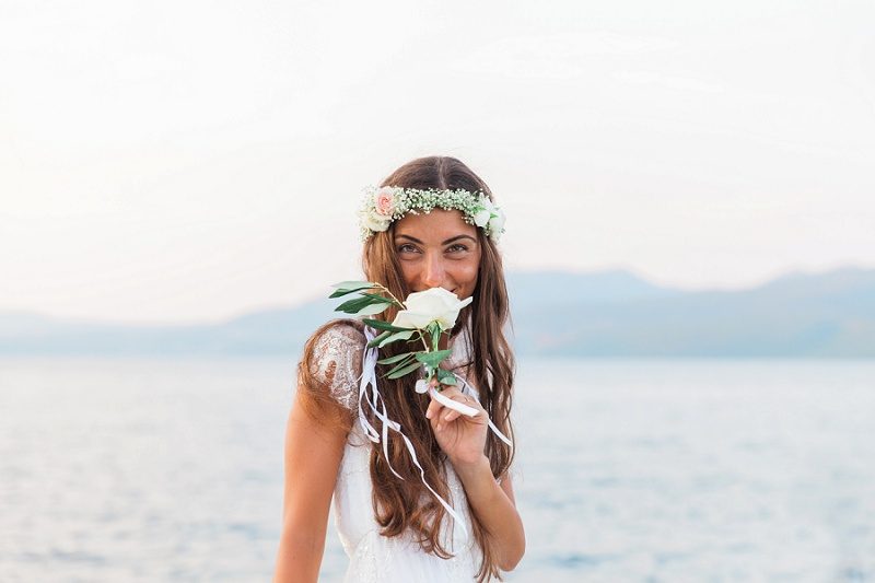 Bridal Portrait Against the Sea at Ionian Blue Hotel