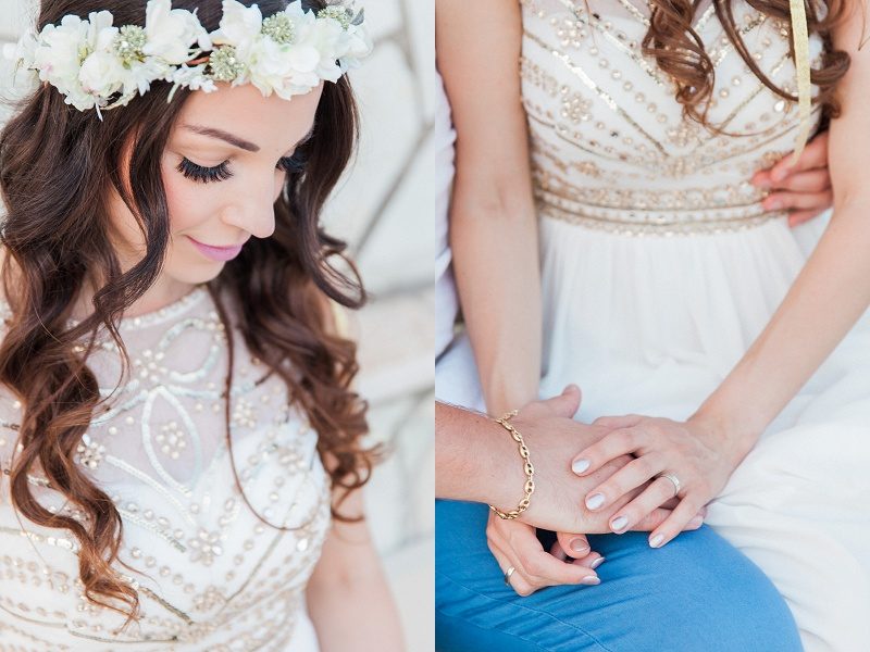 Bridal Portrait and Close Up Image of Couple Holding Hands