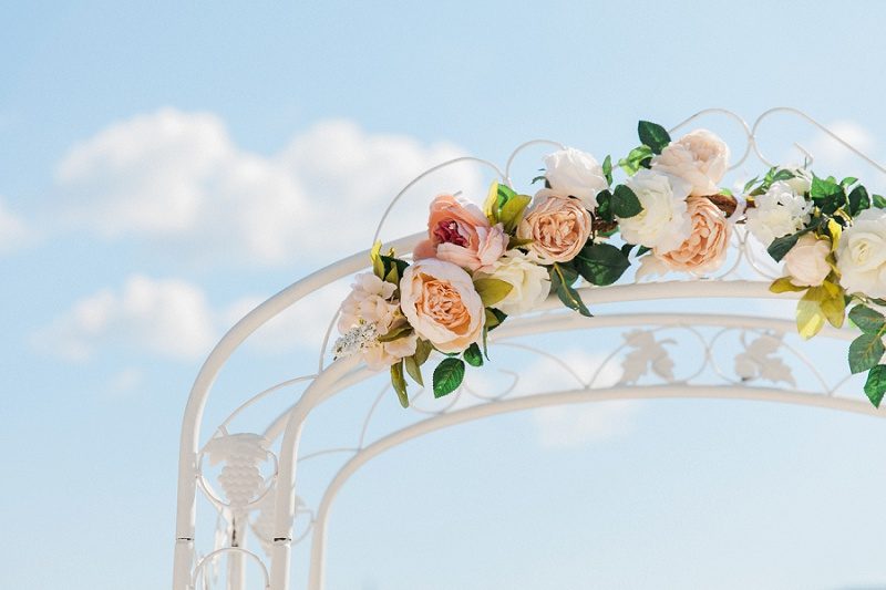 Pink and Peach Vintage Wedding Arch Details