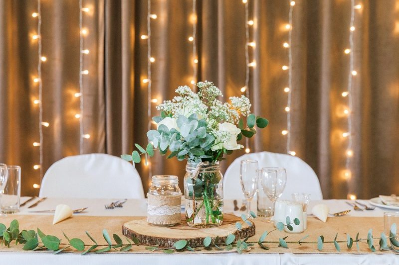 Top Table with Fairy Lights at Pistachio and White Wedding