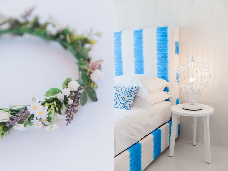 Flower Crown and Bridal Suite and Mystical Blue in Santorini
