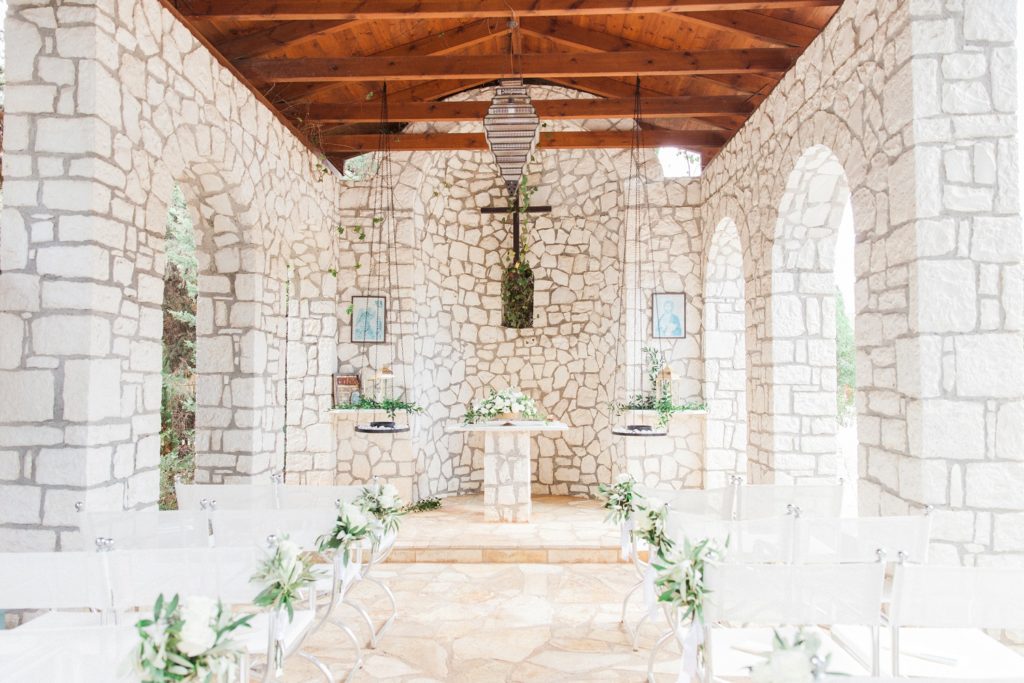 Stone chapel at Emelisse Hotel wedding venue on Kefalonia