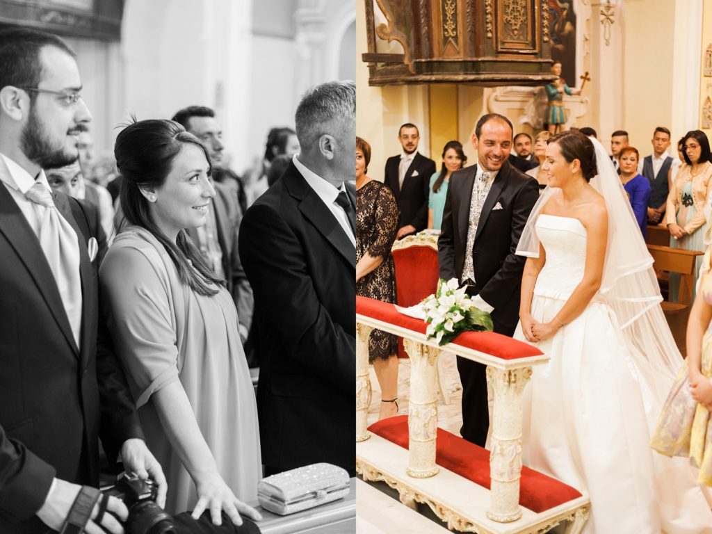 Happy couple and their guests during their wedding ceremony in Apulia