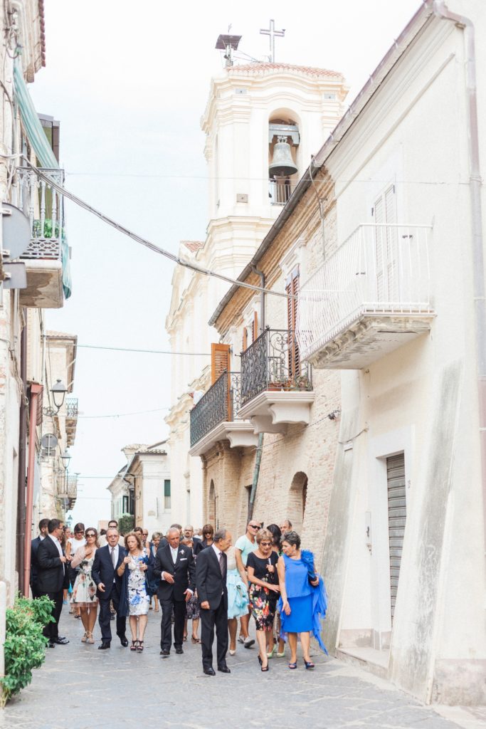 Guests outside the church in the Italian village of Chieuti in Apulia