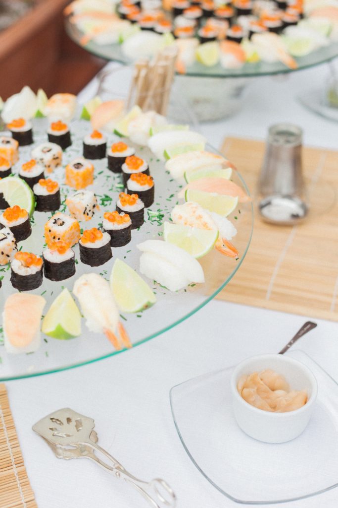 Sushi buffet at a wedding at the Convivium Hotel in Abruzzo