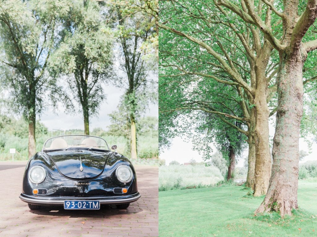 Black porsche parked in the grounds of Fort Altena in The Netherlands