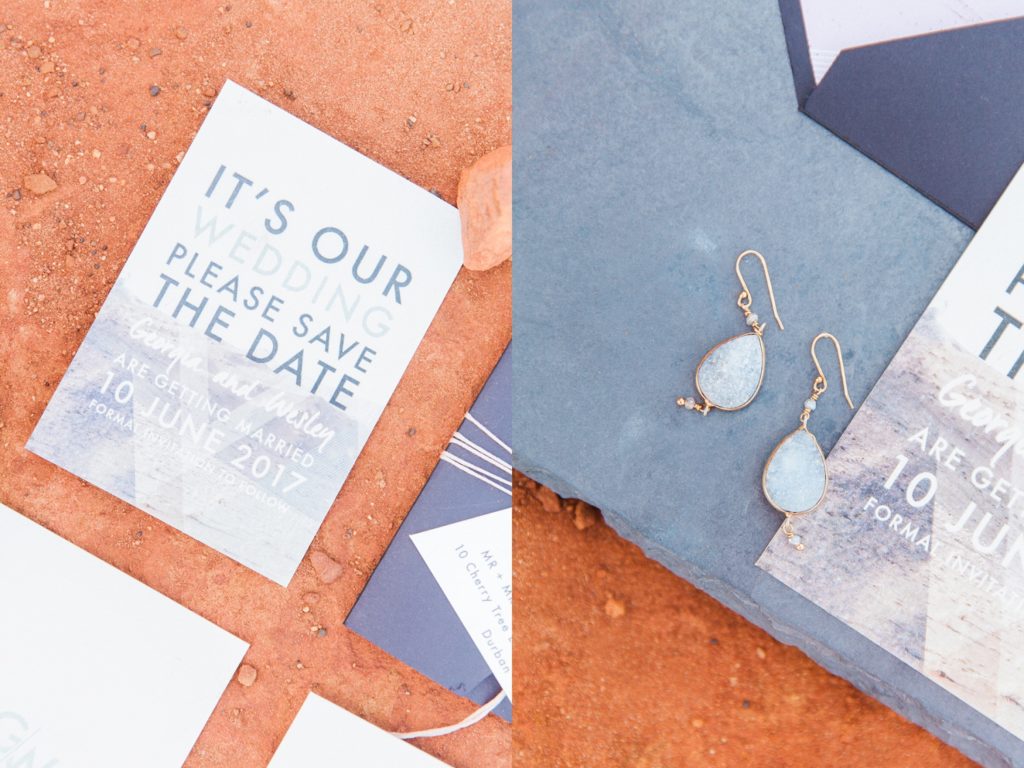 Modern blue and white wedding stationery by Bash Paperie in South Africa