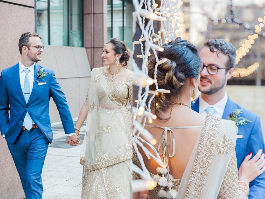 Jewish groom and Indian bride on the streets of London