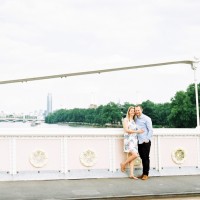 Maxeen Kim Photography, Battersea Park Engagement, Prince Albert Bridge, Pastel colours