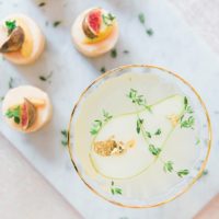 Champagne Pear Cocktail with Mini Naked Fig Cakes by Maxeen Kim Photography