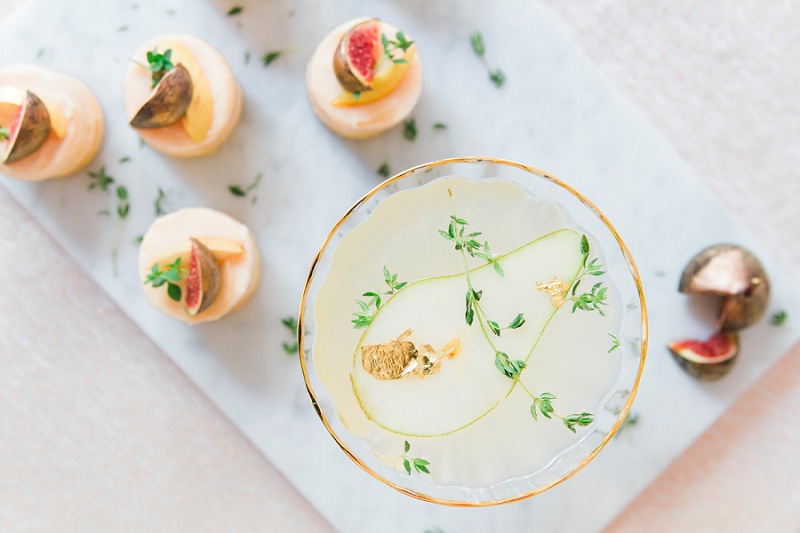 Champagne Pear Cocktail with Mini Naked Fig Cakes by Maxeen Kim Photography