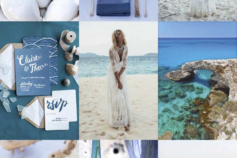 Blue Beach Wedding Inspiration Board by Maxeen Kim Photography, Greek and UK Wedding Photographer
