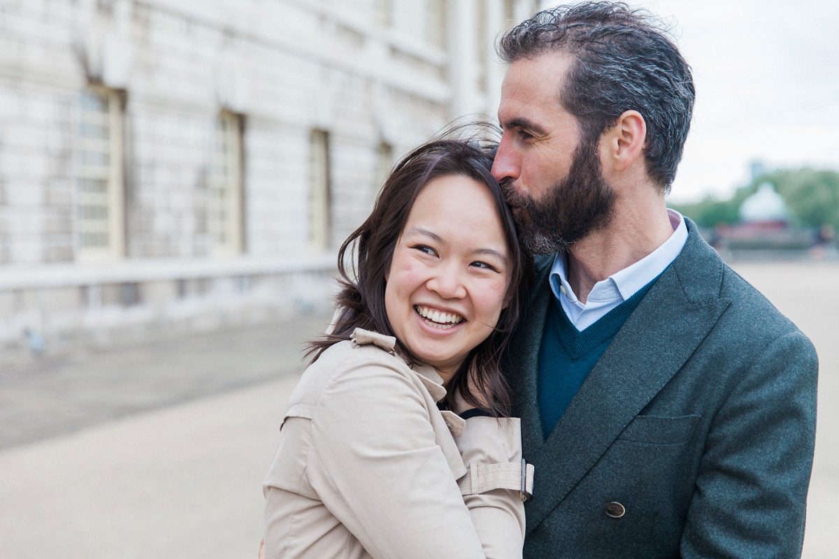 Couple During Their Royal Naval College Engagement in London