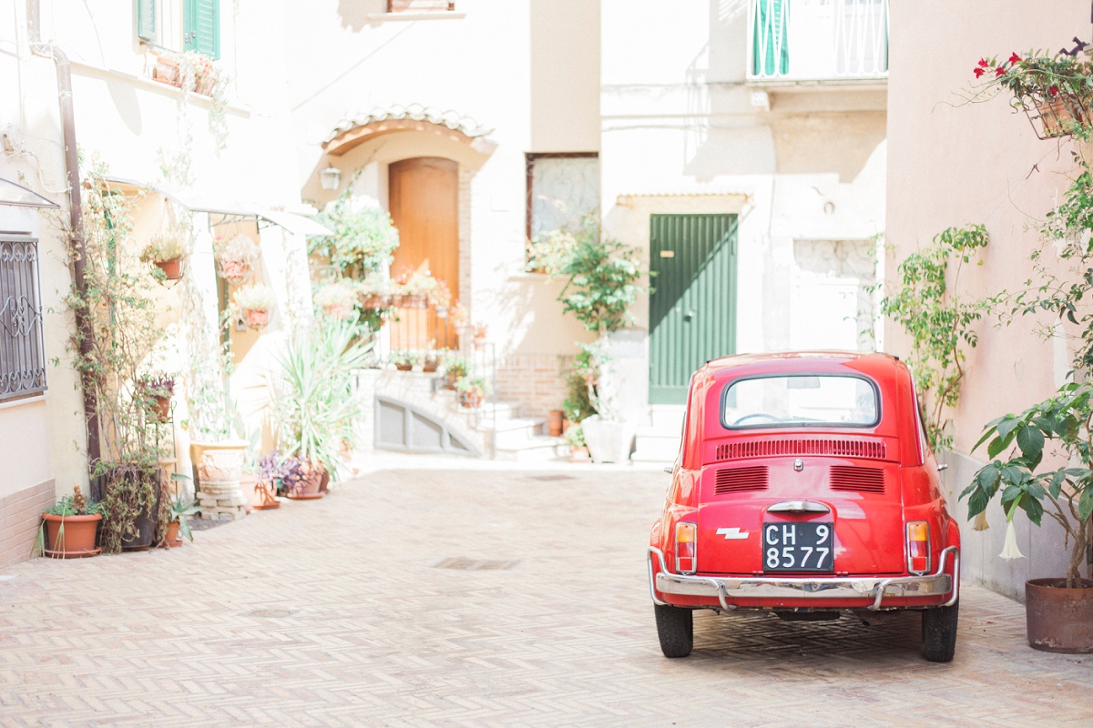 Red Vintage Fiat in Vasto, Italy by Maxeen Kim Photography