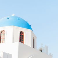 Blue and White Domed Church in Oia Santorini
