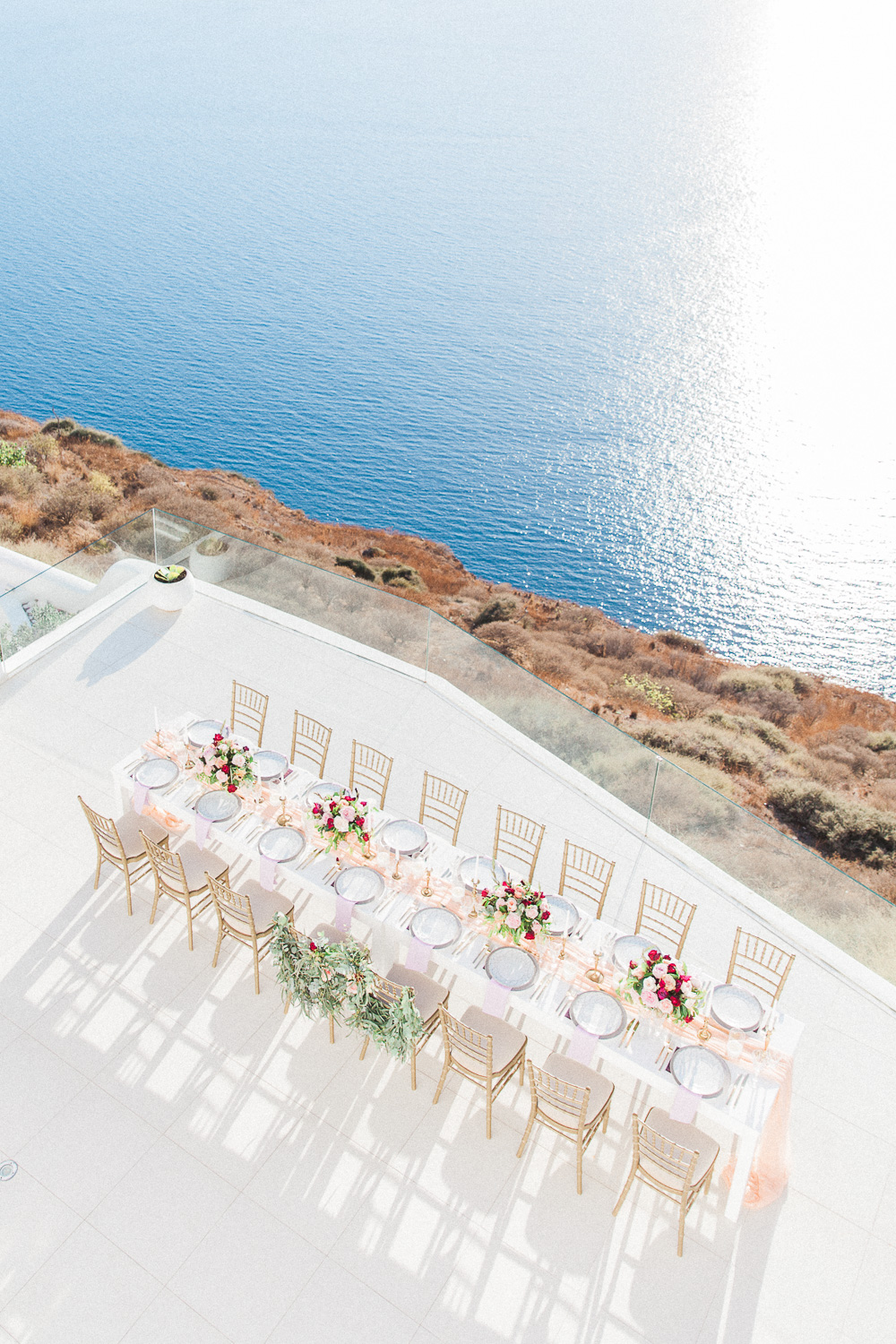 Wedding reception table on a balcony at Dana Villas Santorini