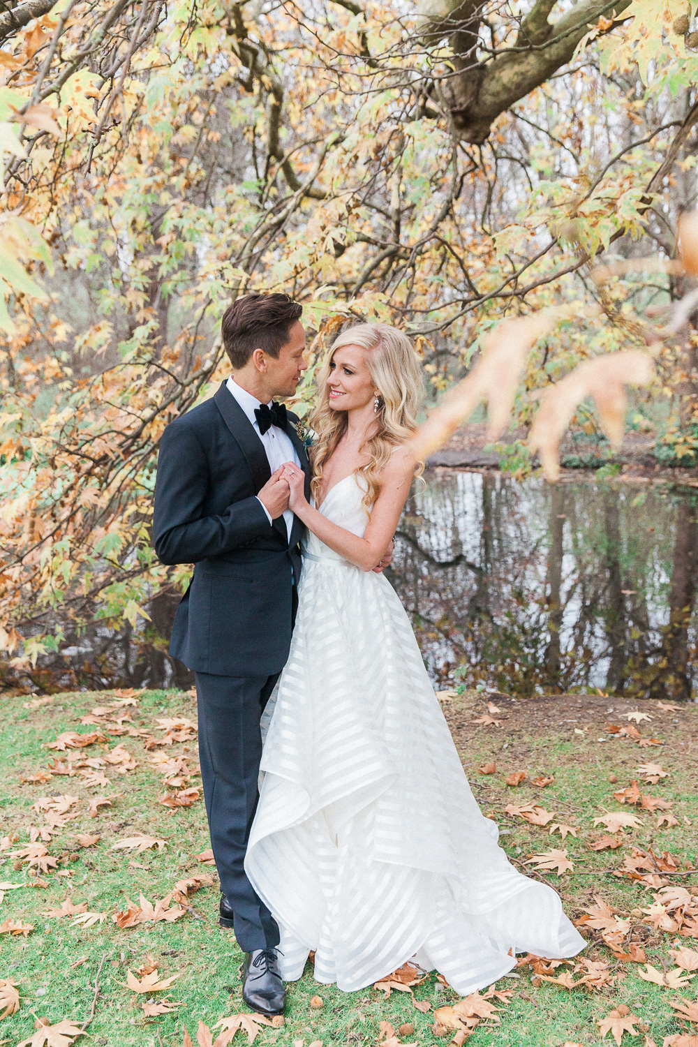 Bride and groom in the grounds of Morden Hall wedding venue in London