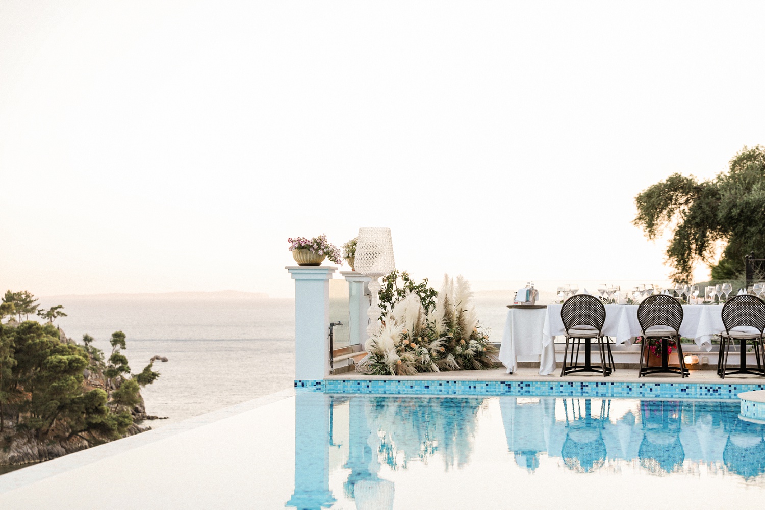 Wedding table on the terrace of Irida Boutique Hotel in Parga